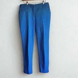 Talbots Hampshire Blue Polka Dot Ankle Pants Size 10 Stretch Cotton